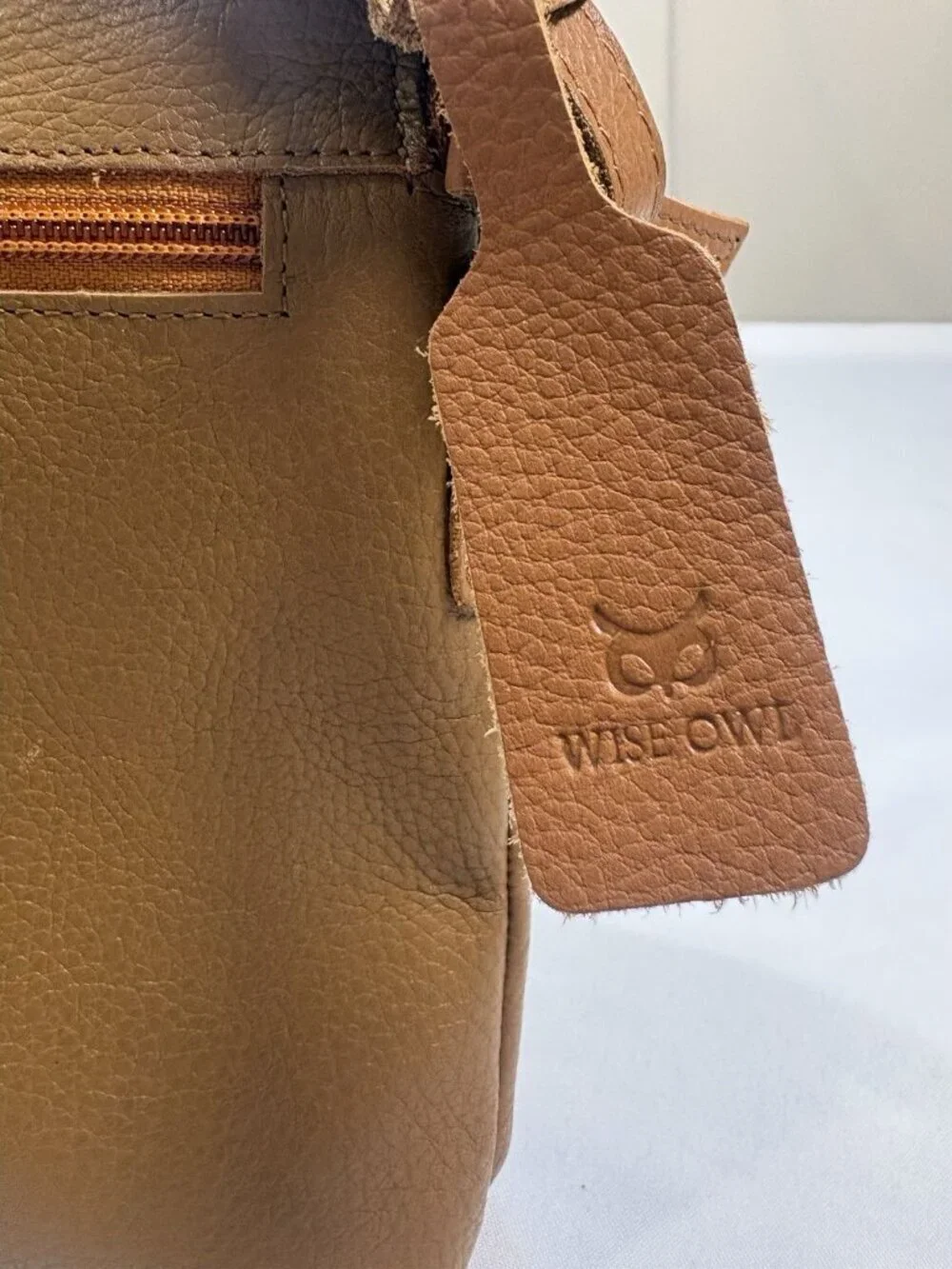 Wise Owl Brown Leather Small Soft Pebbled Crossbody Bag